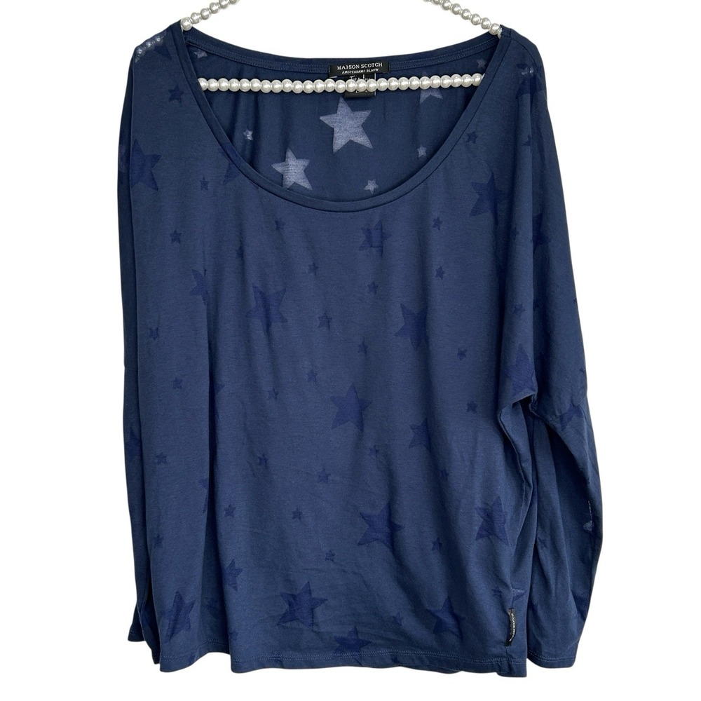 Maison Scotch & Soda Stars Top Medium‎ Americana Sheer Nautical Preppy Dolman